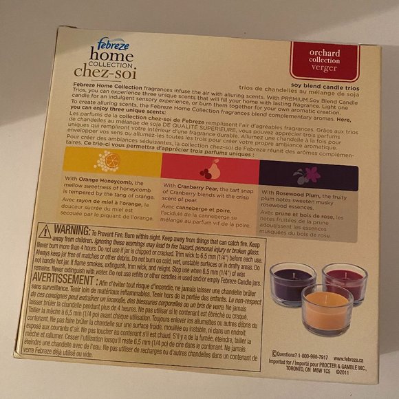 Febreze Home Collection Set Of 3 Soy Candles Orchard Collection - Picture 2 of 3